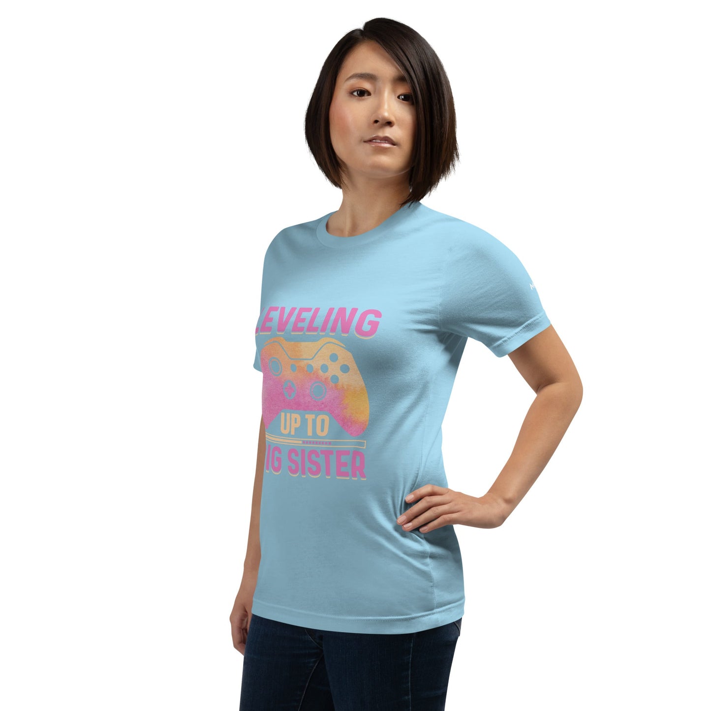 Levelling up to Big Sister for light color - Unisex t-shirt by DarkByteGear
