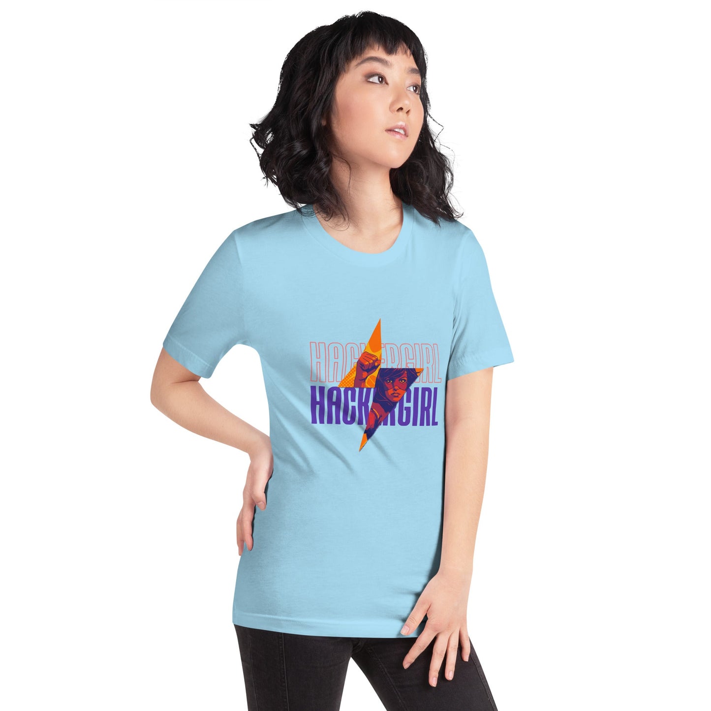 Hacker Girl V1 in Dark Color Text - Unisex t-shirt by DarkByteGear