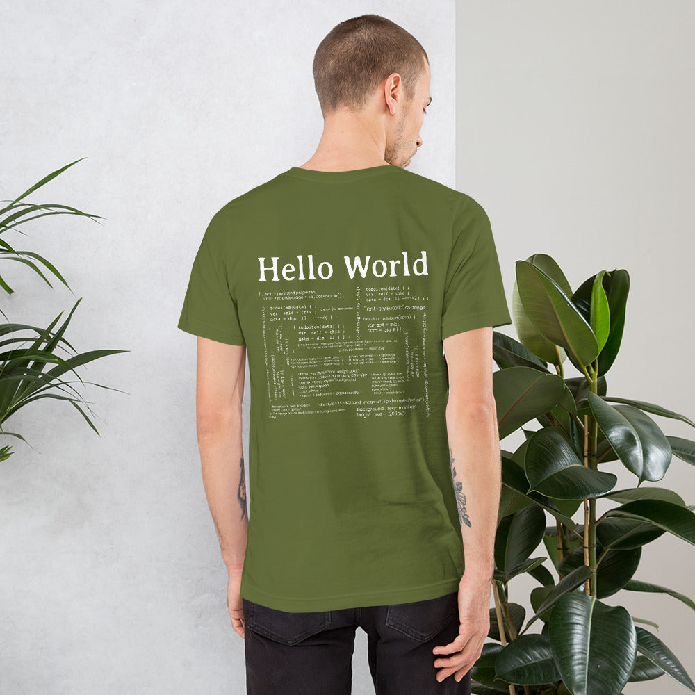 Hello world - Unisex t-shirt (back print) by DarkByteGear