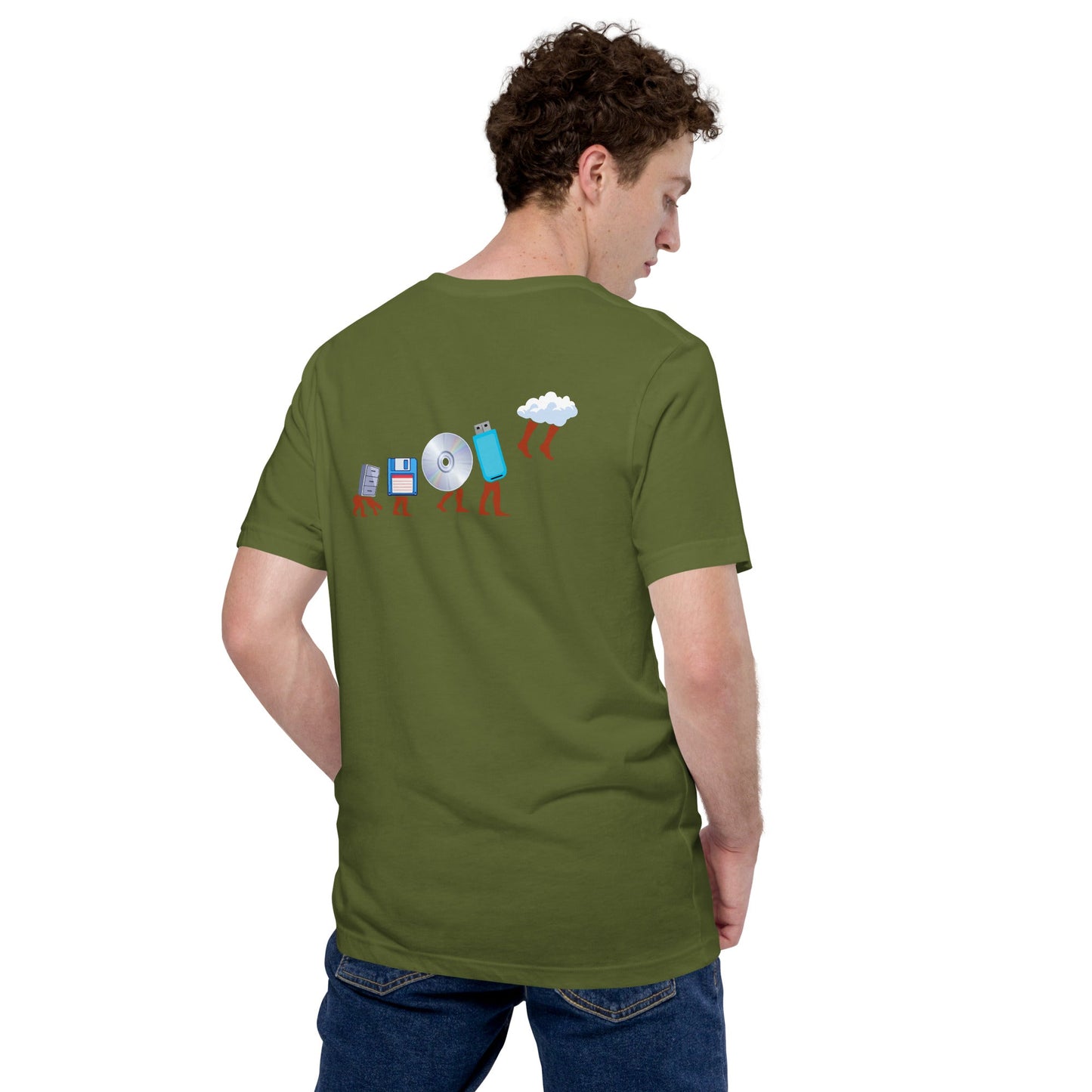 Evolution of data storage - Unisex t-shirt (back print) by DarkByteGear