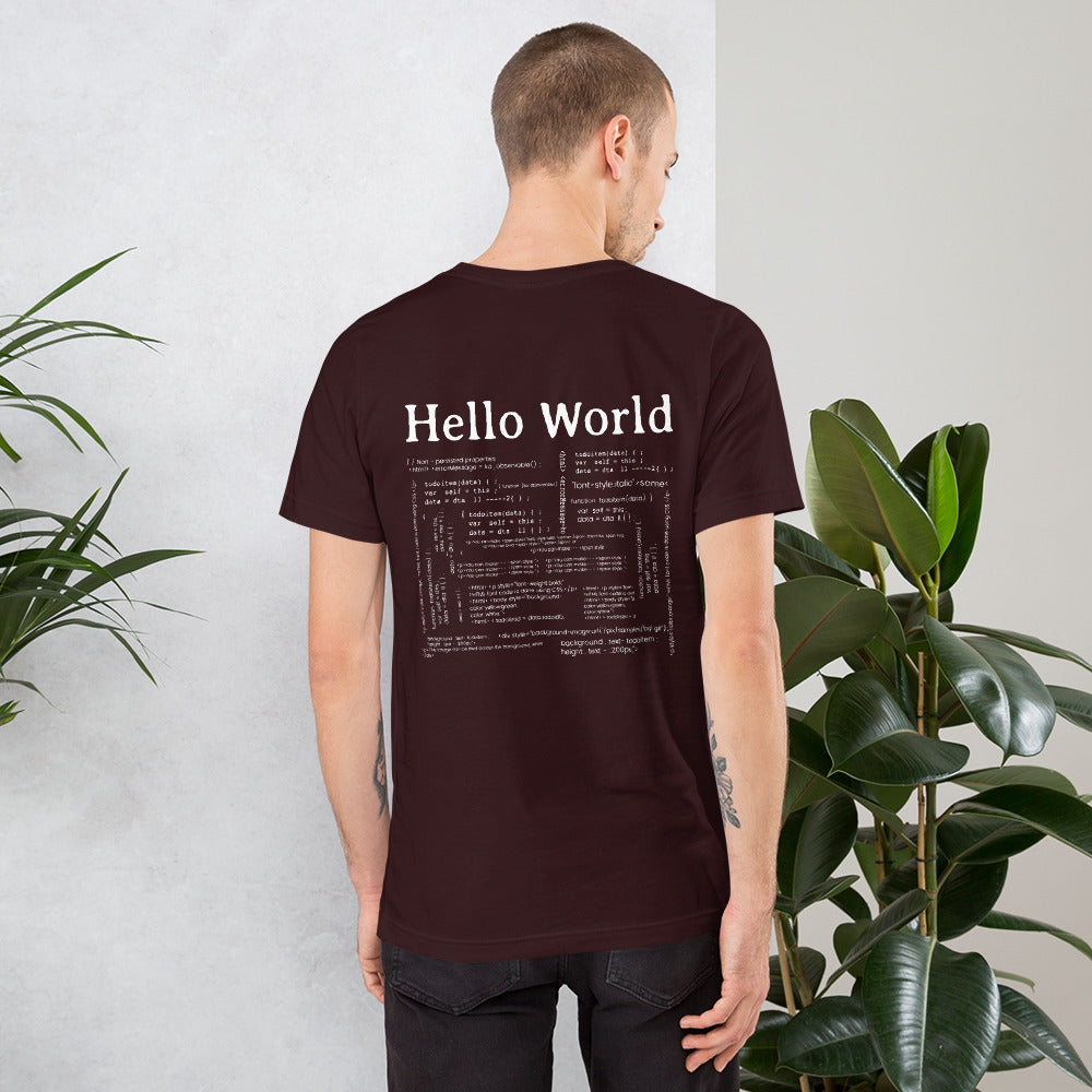 Hello world - Unisex t-shirt (back print) by DarkByteGear