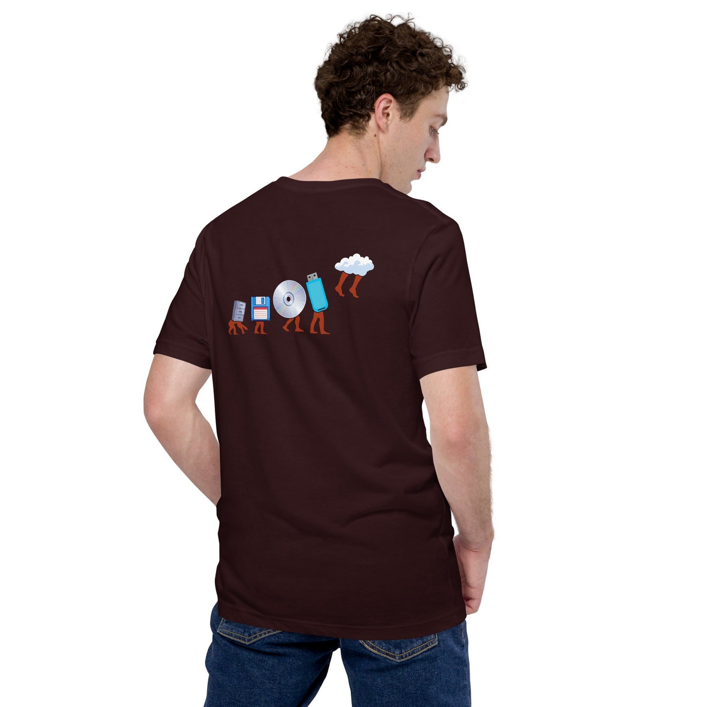 Evolution of data storage - Unisex t-shirt (back print) by DarkByteGear