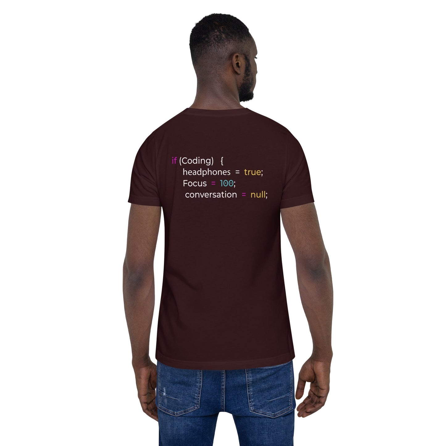 If coding headphones true focus 100 conversation null - Unisex t-shirt (back print) by DarkByteGear