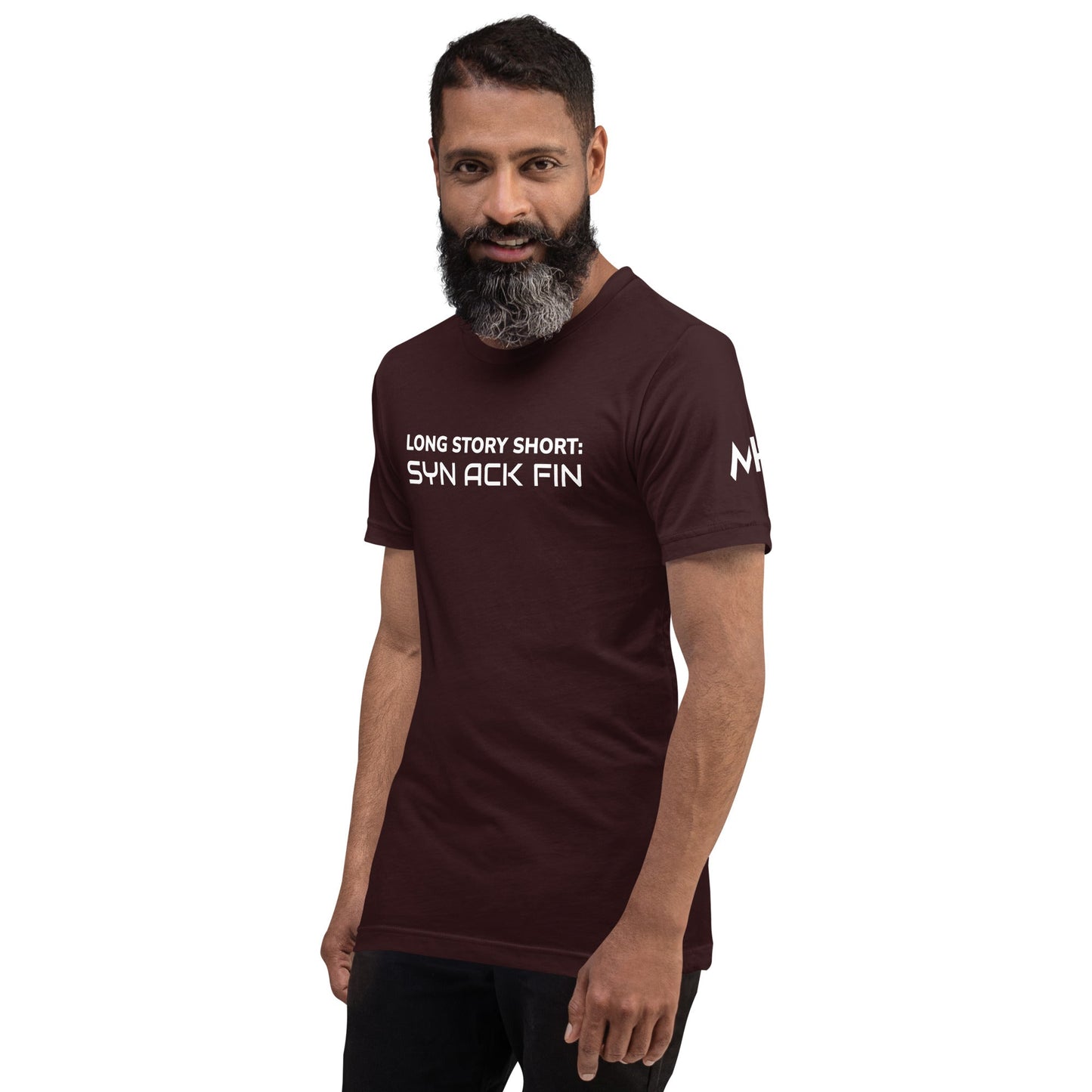 Long story short - Syn Ack Fin - Unisex t-shirt by DarkByteGear