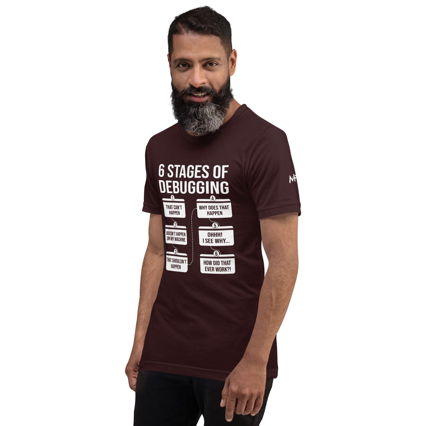 6 Stages of Debugging - Unisex t-shirt by DarkByteGear