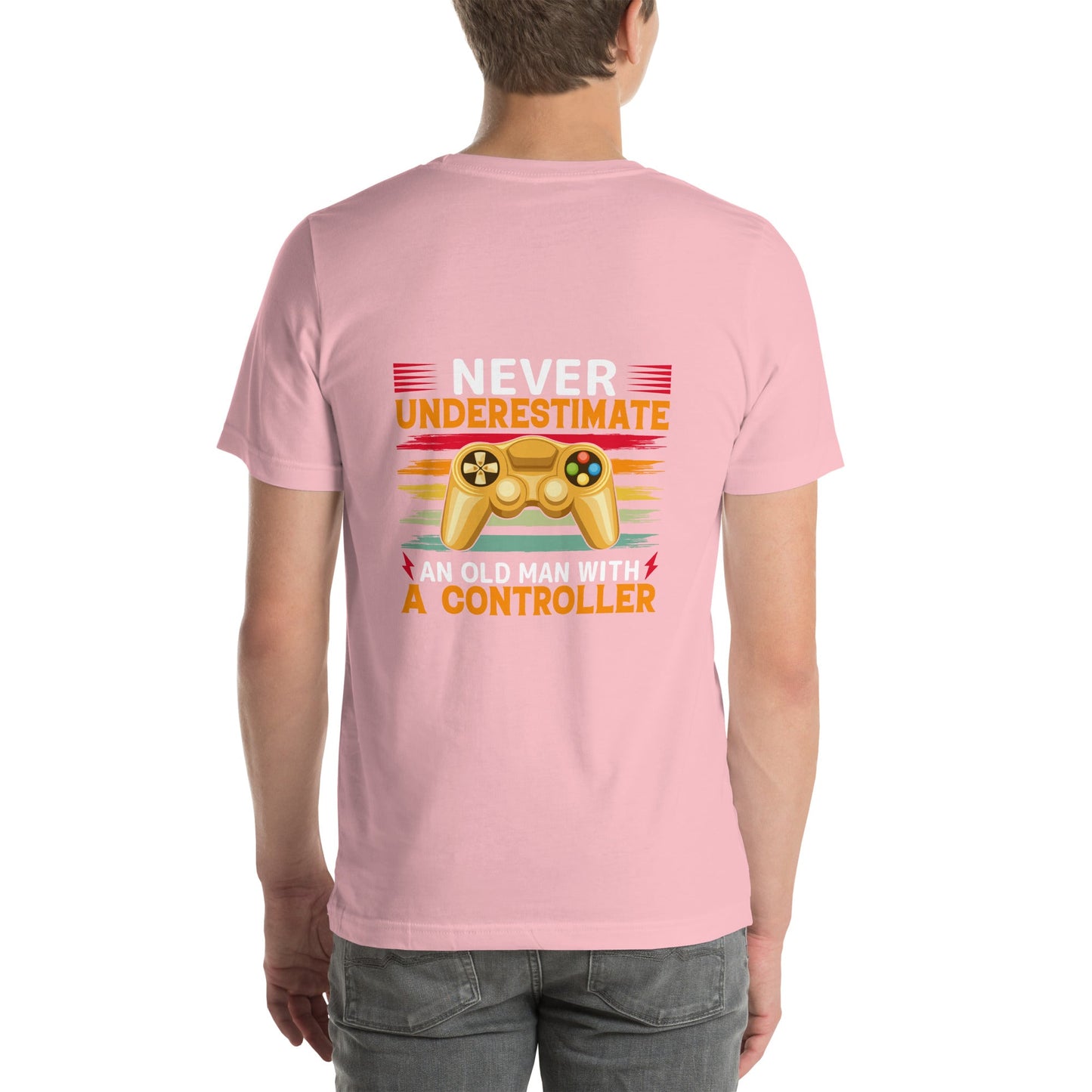 Never Underestimate an old man with a controller - Unisex t-shirt ( Back Print ) by DarkByteGear