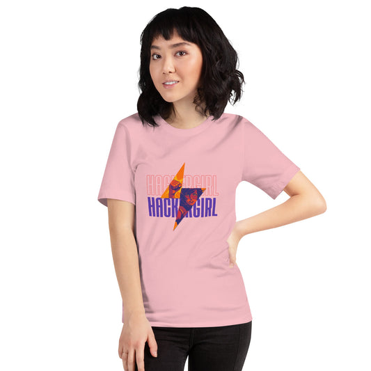 Hacker Girl V1 in Dark Color Text - Unisex t-shirt by DarkByteGear