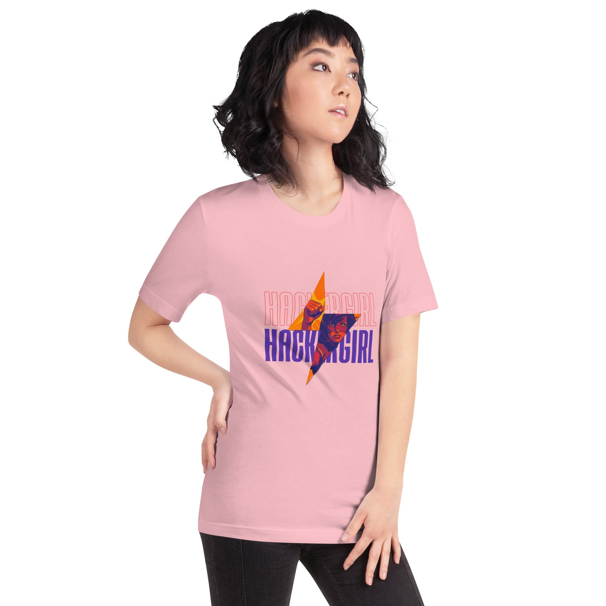 Hacker Girl V1 in Dark Color Text - Unisex t-shirt by DarkByteGear