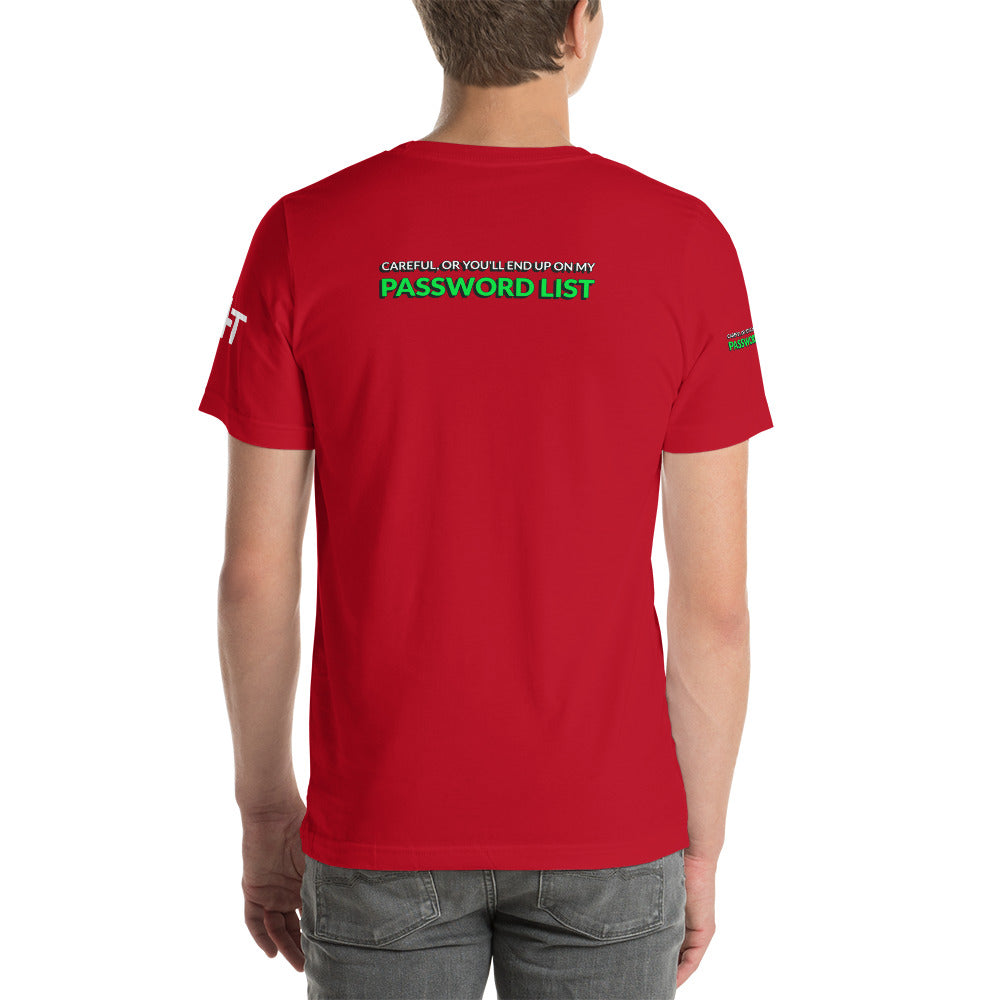 Password List - Short-Sleeve Unisex T-Shirt (all sides print) by DarkByteGear