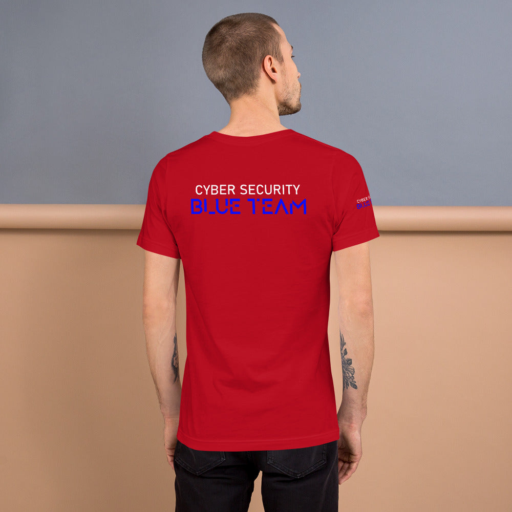 Cybersecurity Blue Team v4 - Short-sleeve unisex t-shirt (back print) by DarkByteGear