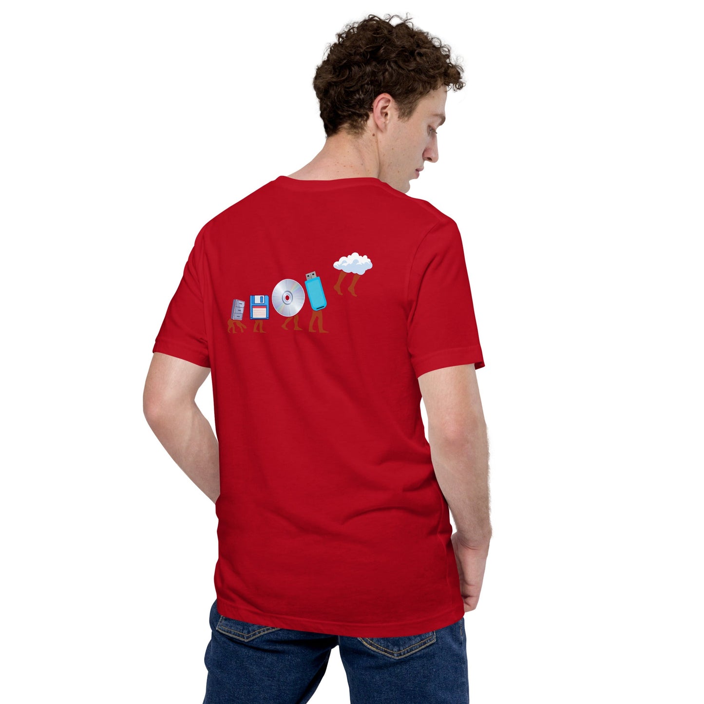 Evolution of data storage - Unisex t-shirt (back print) by DarkByteGear