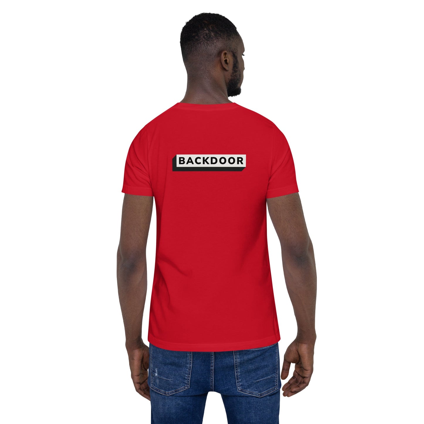 Backdoor - Unisex t-shirt (back print) by DarkByteGear