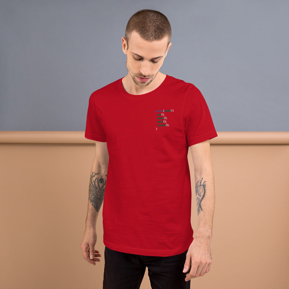 Eat sleep hack repeat - Unisex t-shirt (embroidered) by DarkByteGear