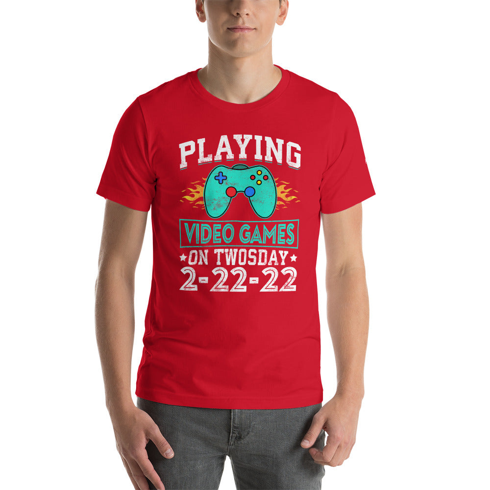 Playing Videogames on Twosday - Unisex t-shirt by DarkByteGear