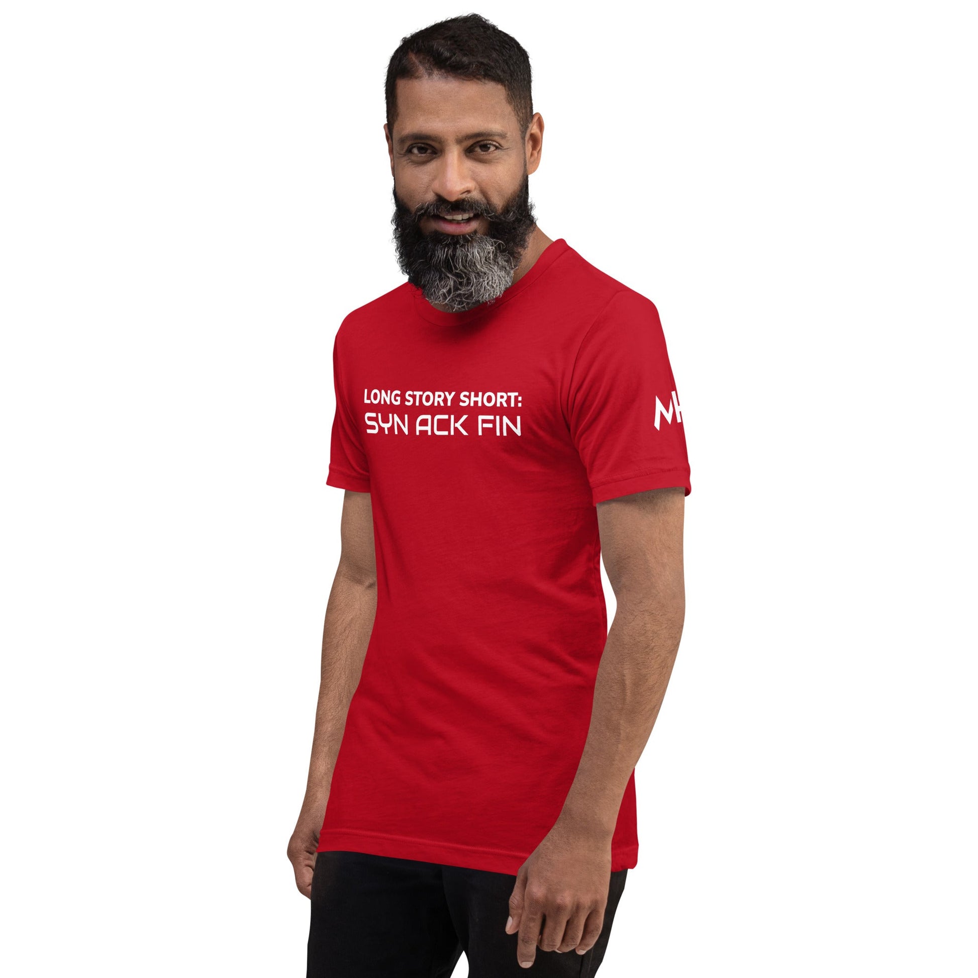 Long story short - Syn Ack Fin - Unisex t-shirt by DarkByteGear