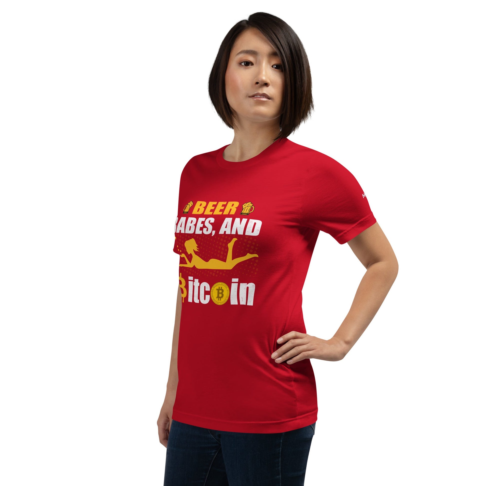 Beer Babe and Bitcoin Unisex t-shirt by DarkByteGear