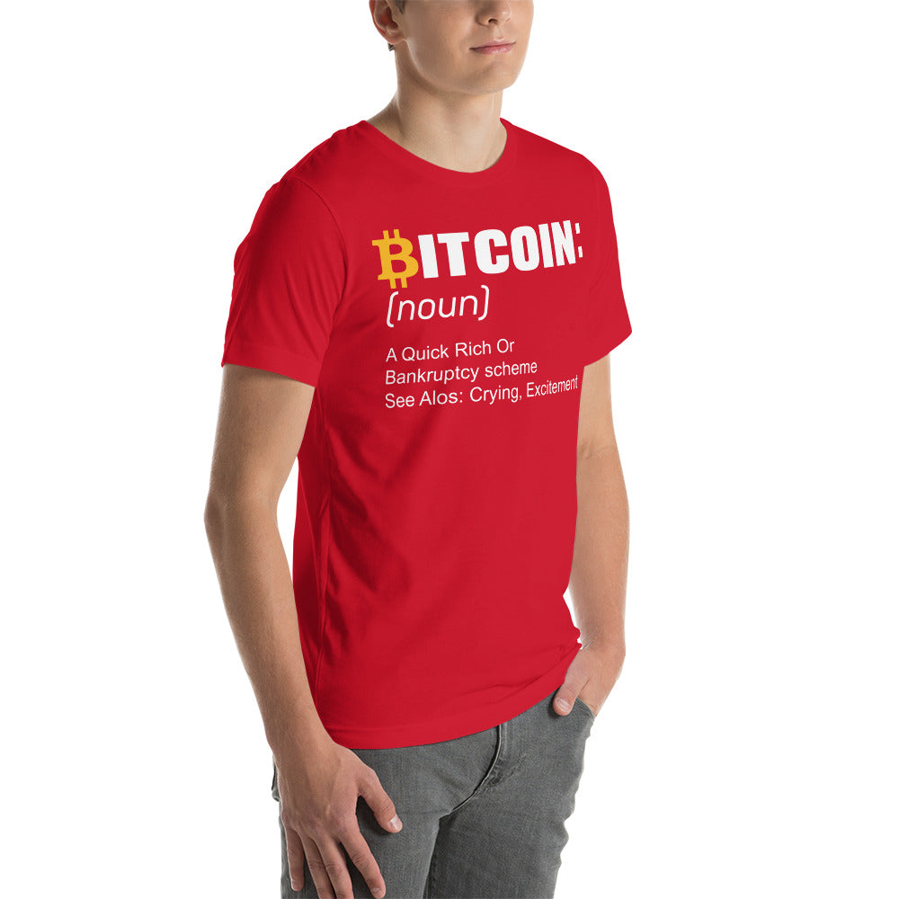 Bitcoin definition ( Yellow Cap B ) - Unisex t-shirt by DarkByteGear