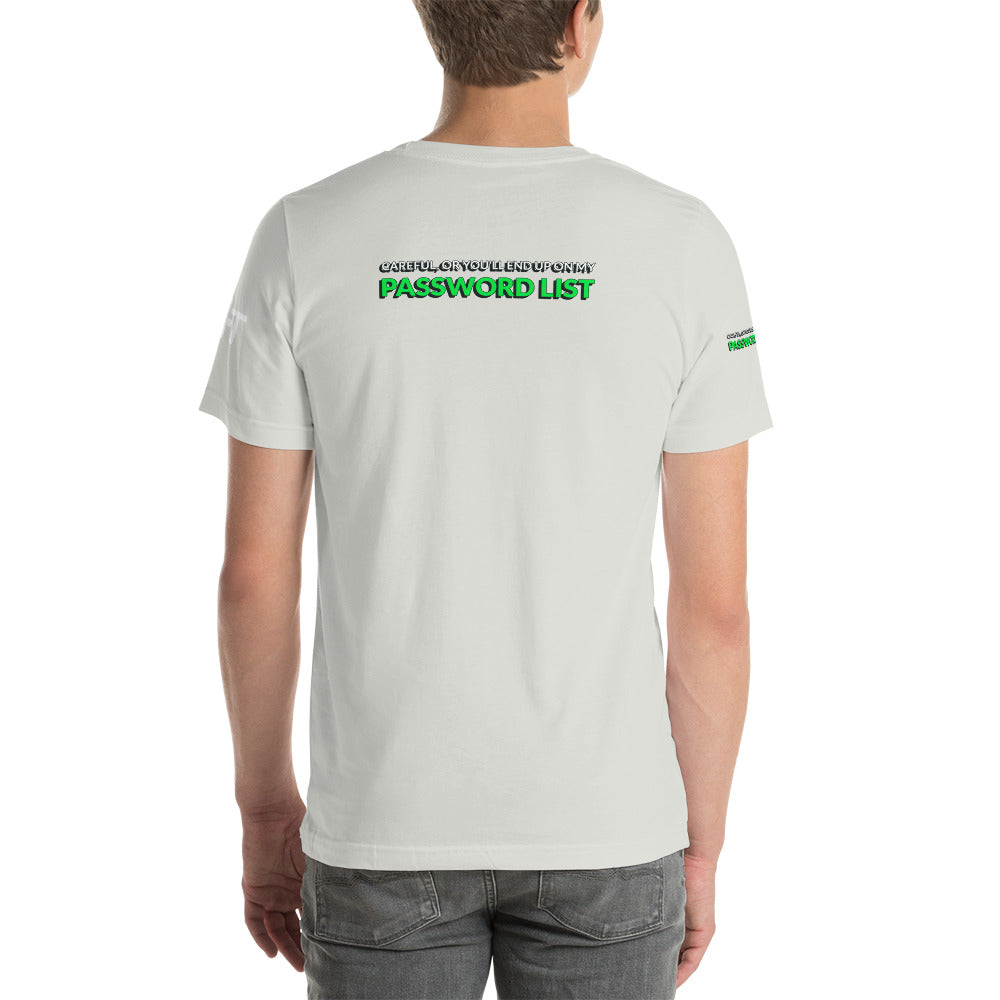 Password List - Short-Sleeve Unisex T-Shirt (all sides print) by DarkByteGear