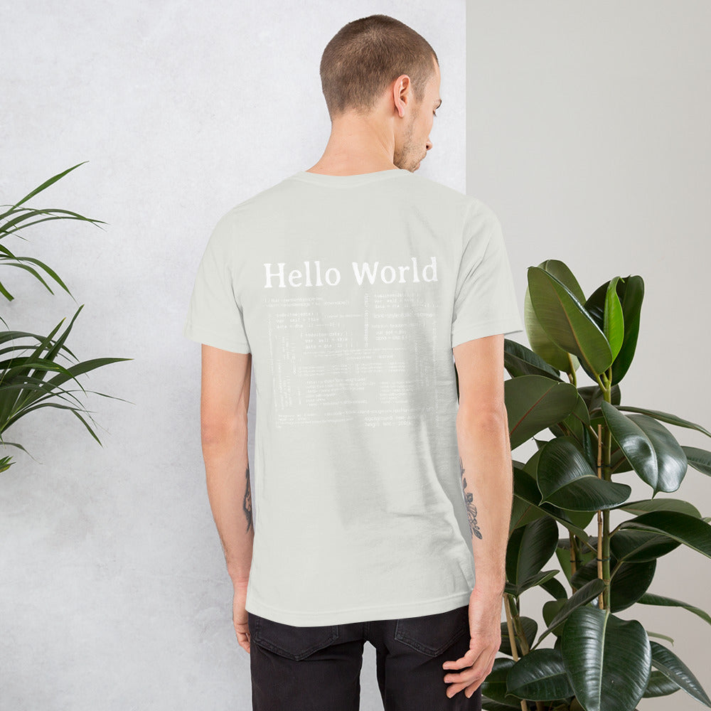 Hello world - Unisex t-shirt (back print) by DarkByteGear