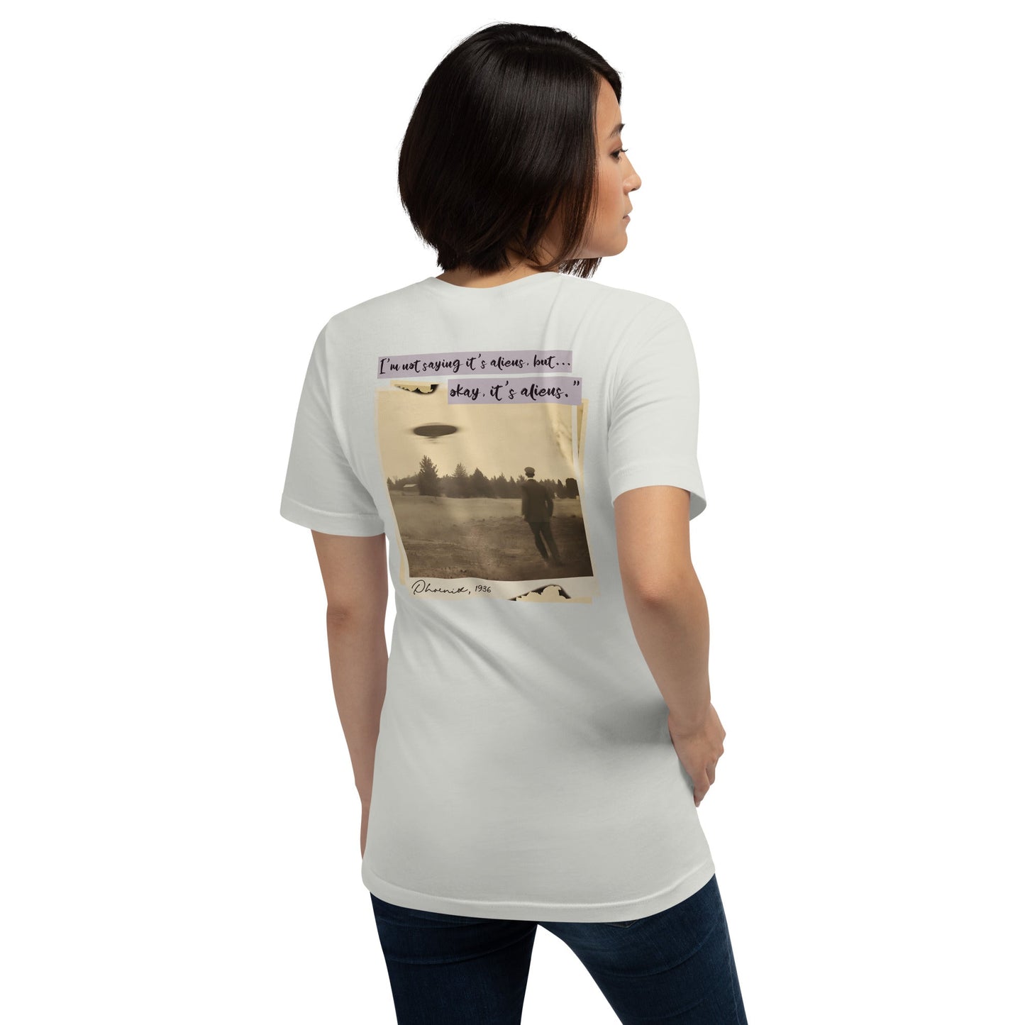 I'm not saying it's aliens, but... okay, it's aliens - Unisex t-shirt (back print) by DarkByteGear