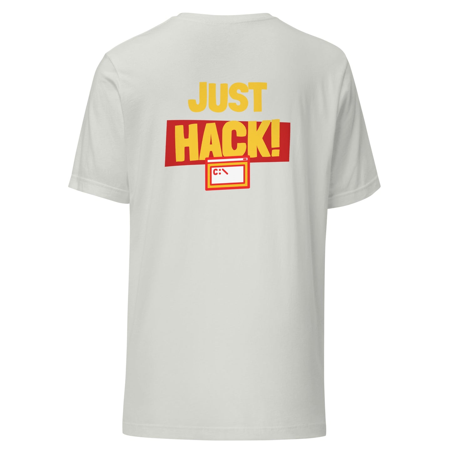 Just Hack (Yellow Text) - Unisex t-shirt ( Back Print ) by DarkByteGear