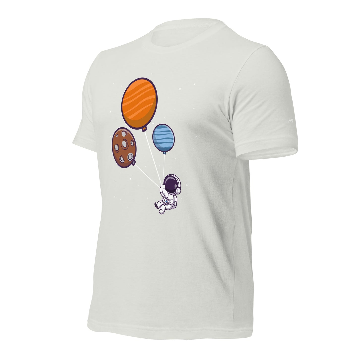Astronaut with Balloons in Space - Unisex T-shirt by DarkByteGear
