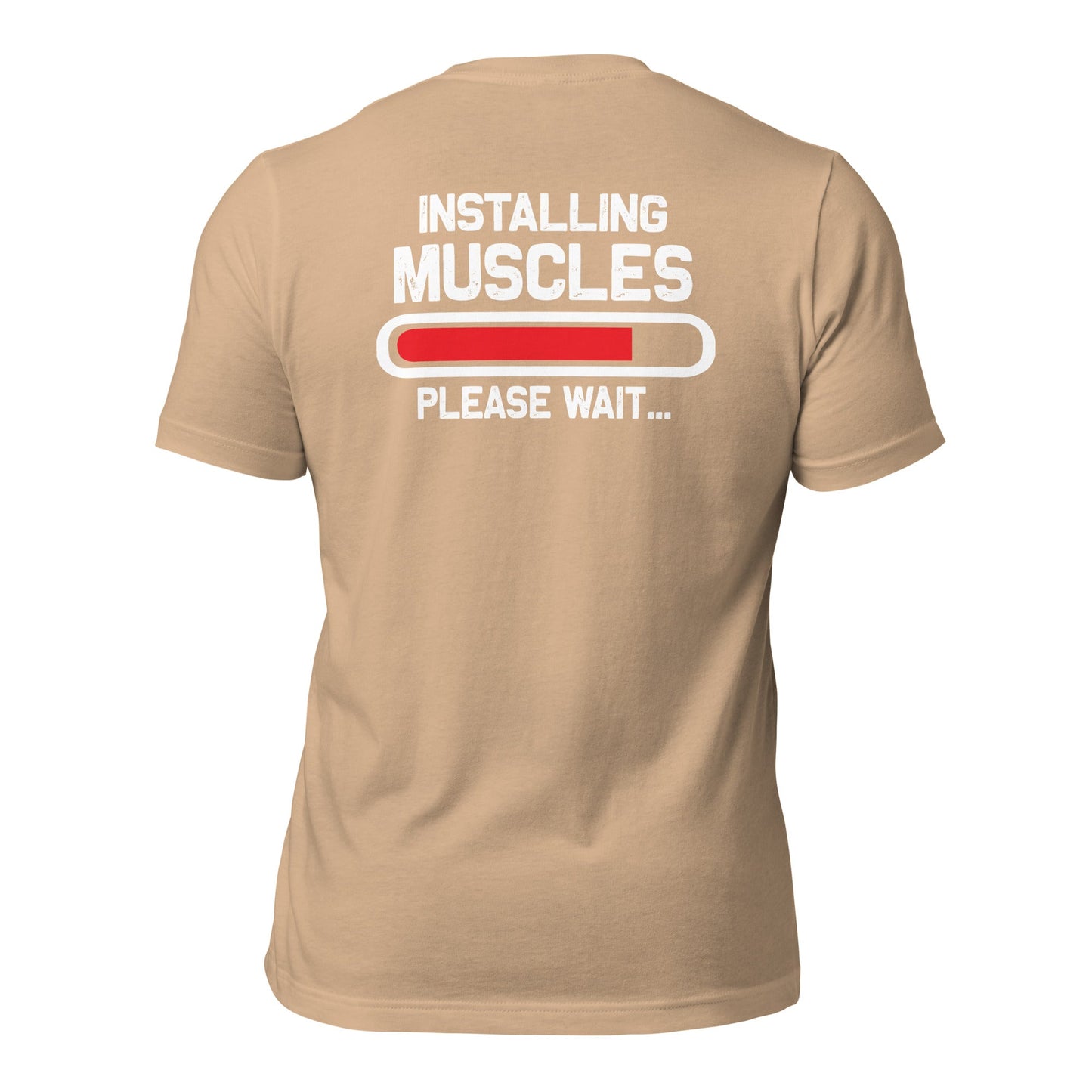 Installing muscles please wait - Unisex t-shirt (back print) by DarkByteGear