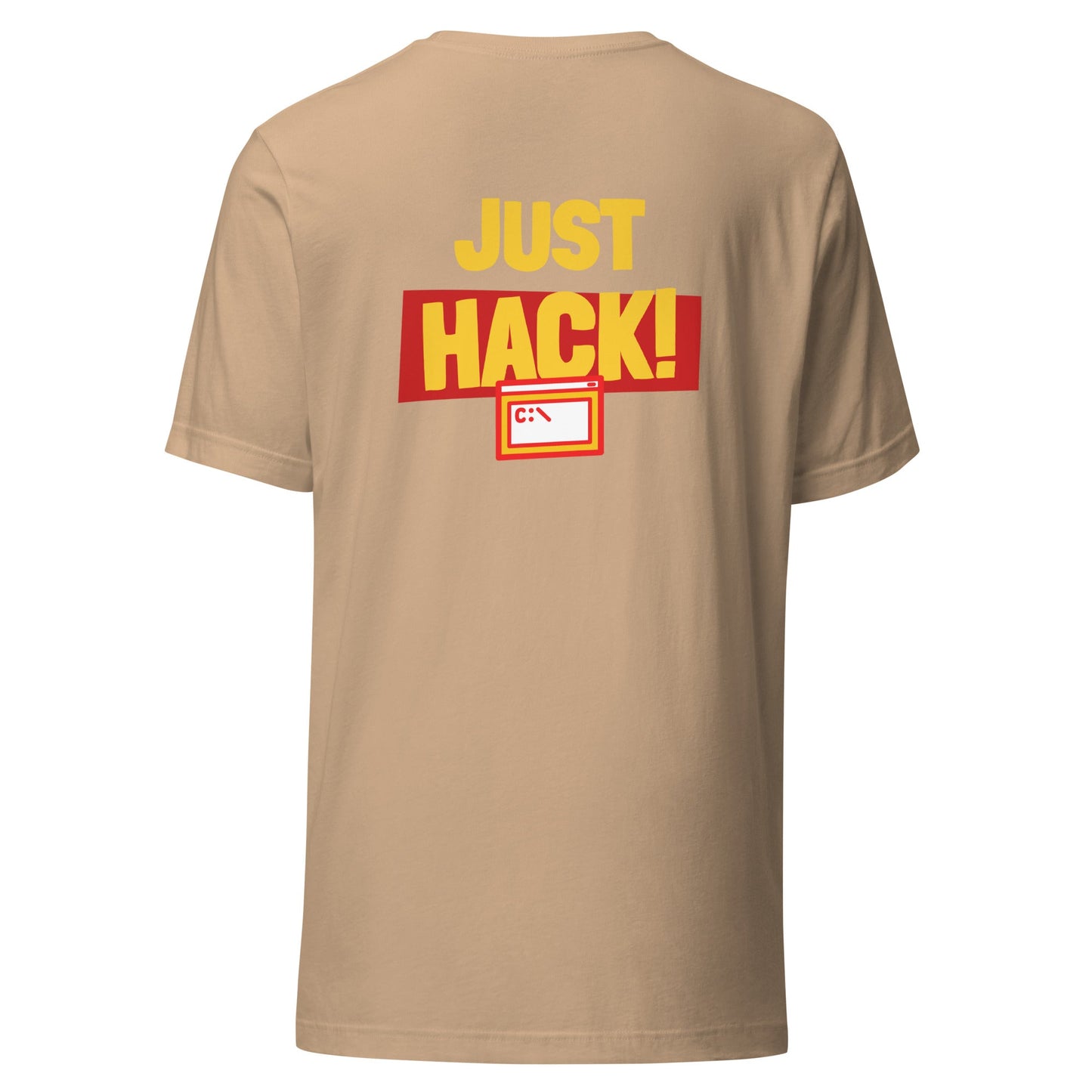 Just Hack (Yellow Text) - Unisex t-shirt ( Back Print ) by DarkByteGear