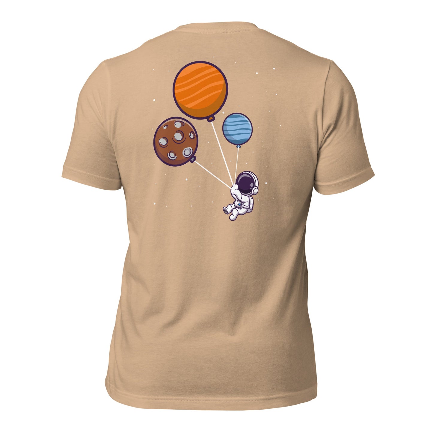 Astronaut with Balloons in Space - Unisex t-shirt ( Back Print ) by DarkByteGear