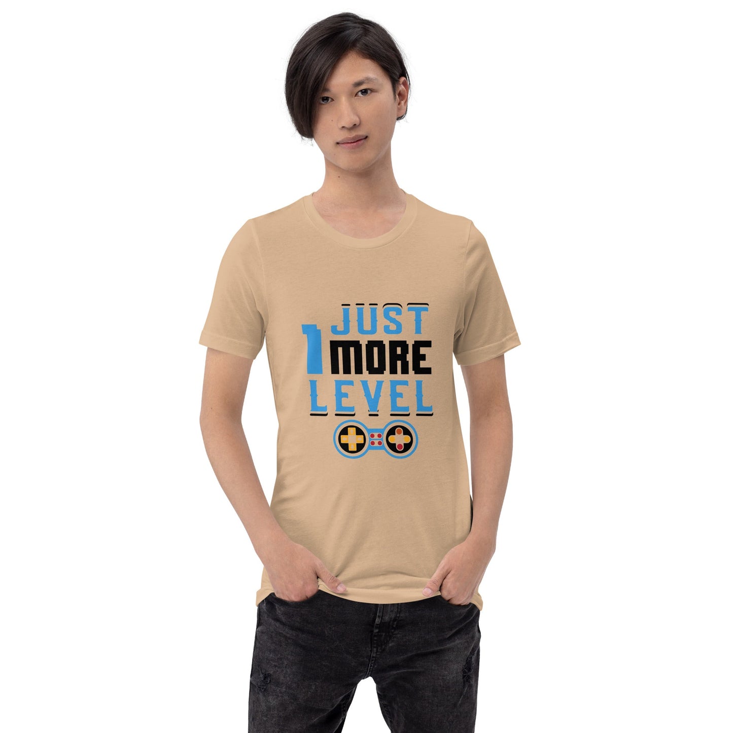Just 1 More Level in Dark Text - Unisex t-shirt by DarkByteGear