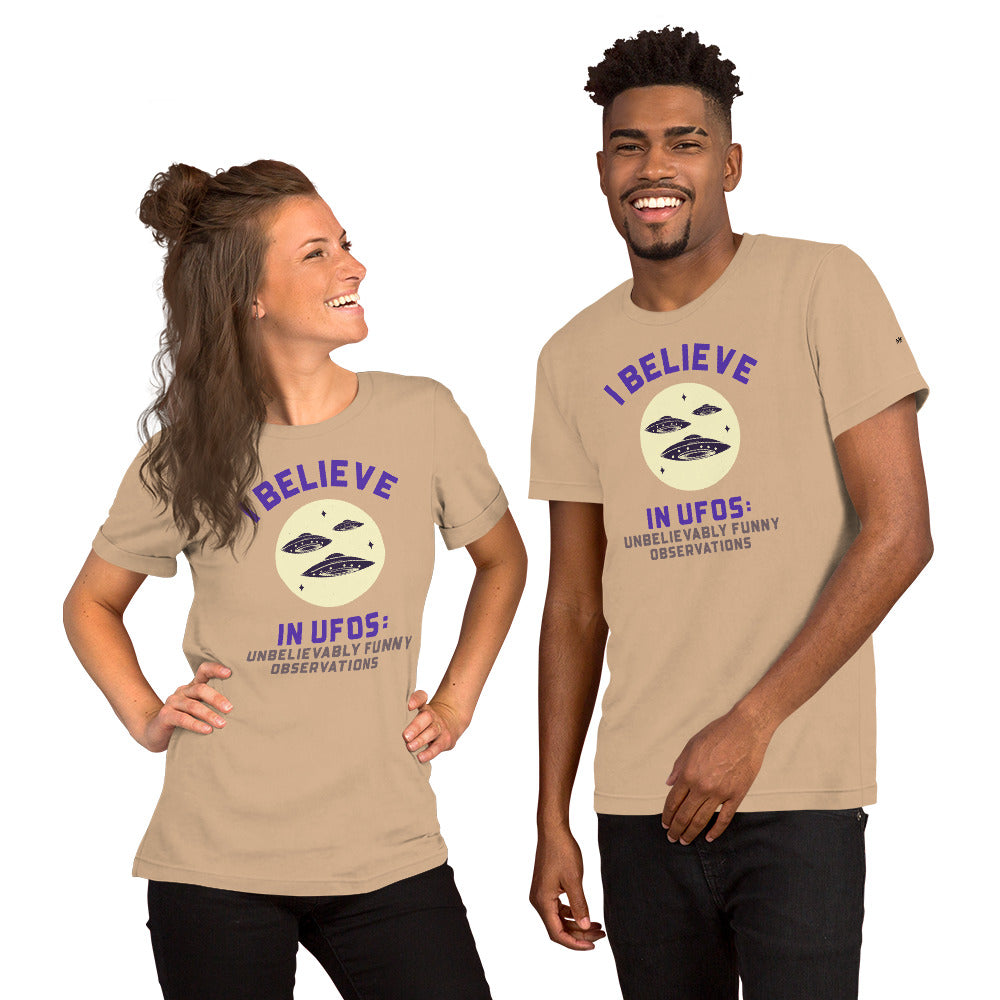 I believe in UFOs: Unbelievably Funny Observations - Unisex t-shirt by DarkByteGear