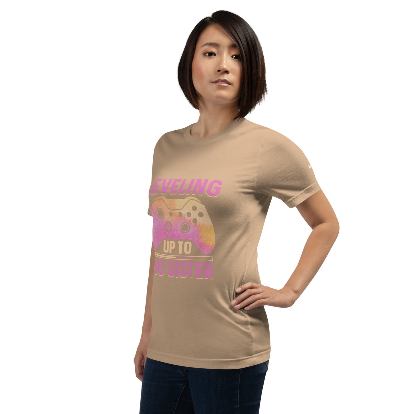 Levelling up to Big Sister for light color - Unisex t-shirt by DarkByteGear