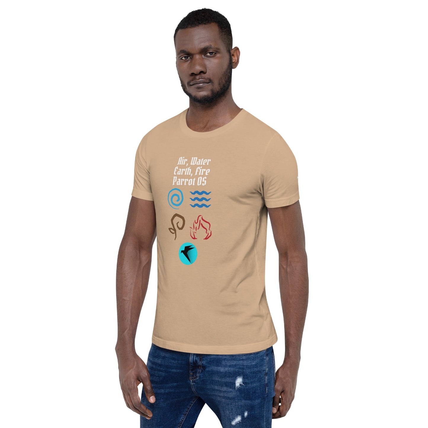 Air, Water, Earth, Fire, Parrot OS - Unisex t-shirt by DarkByteGear