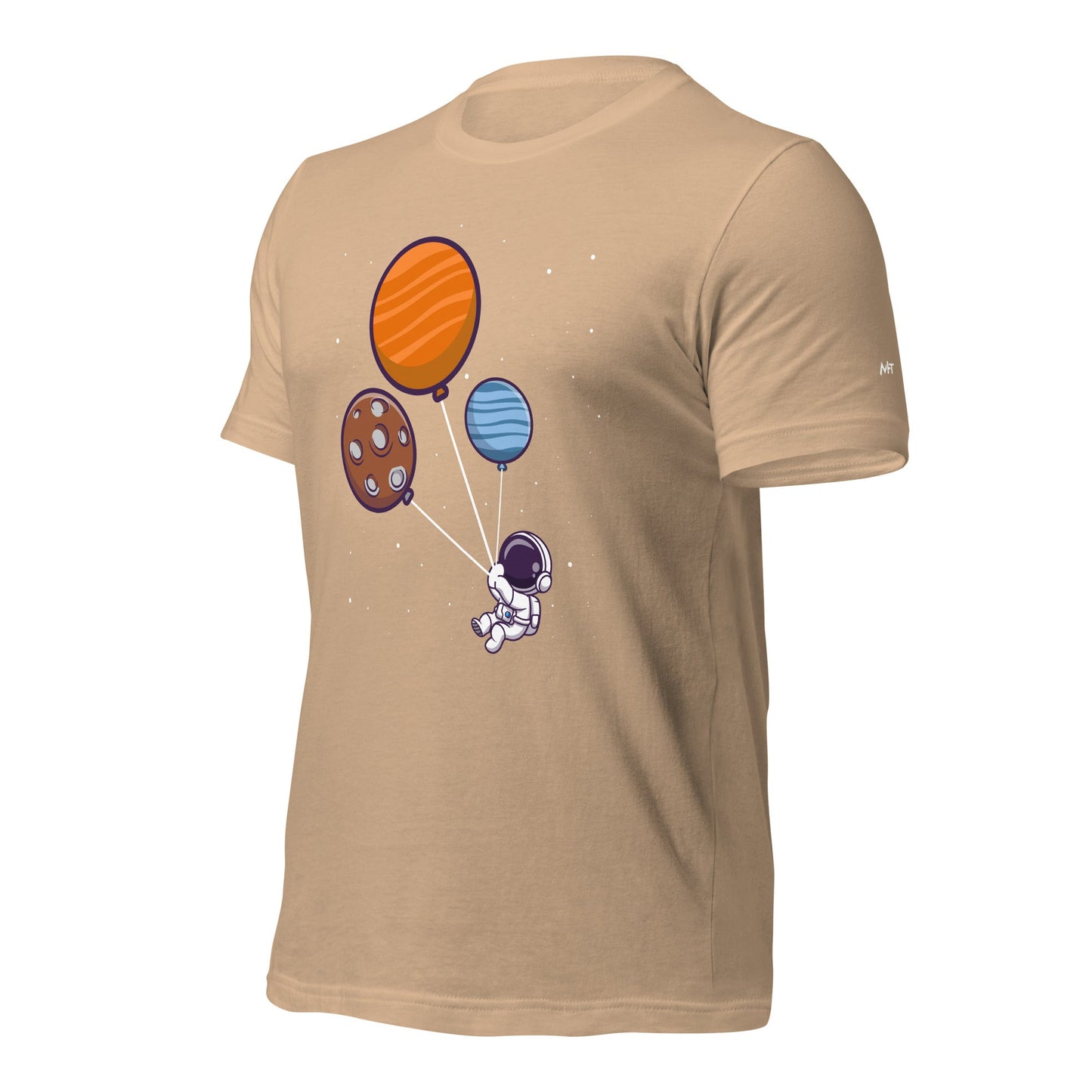 Astronaut with Balloons in Space - Unisex T-shirt by DarkByteGear
