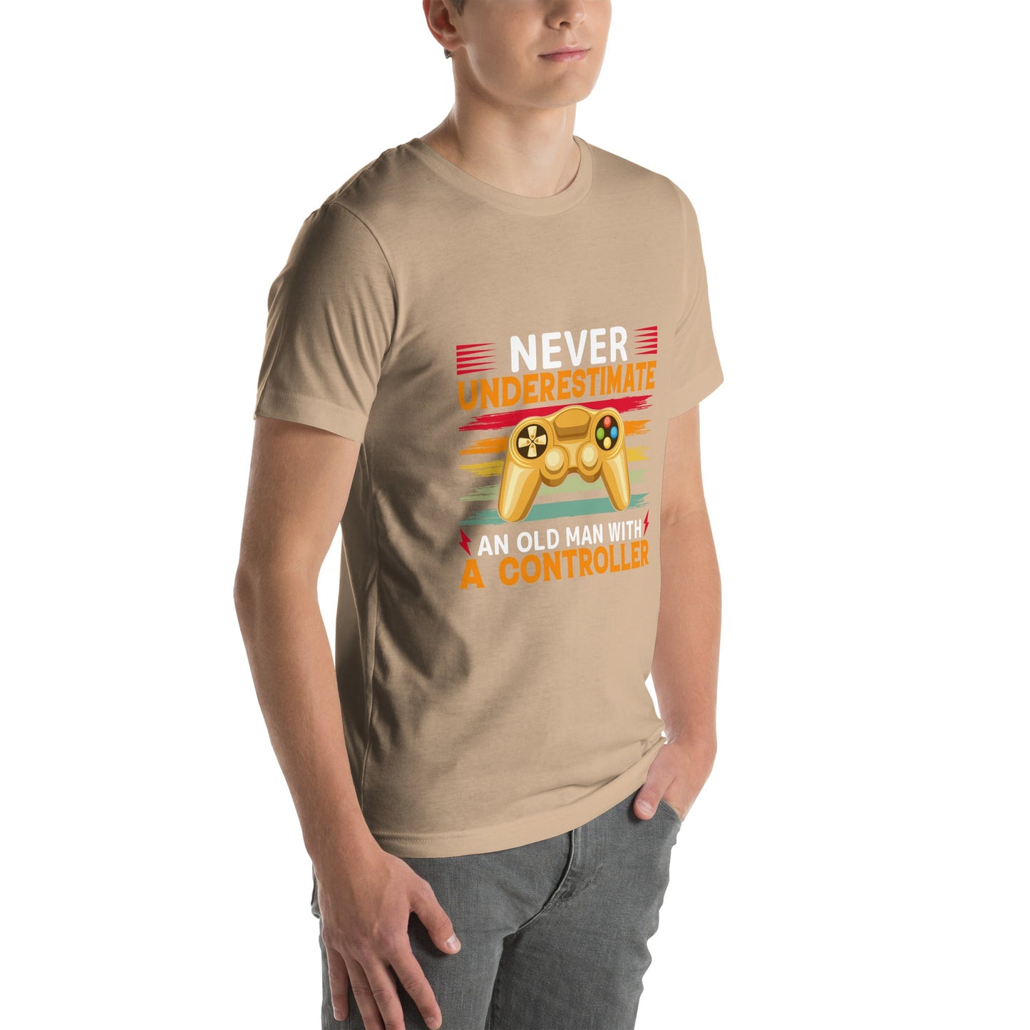 Never Underestimate an old man with a controller - Unisex t-shirt by DarkByteGear