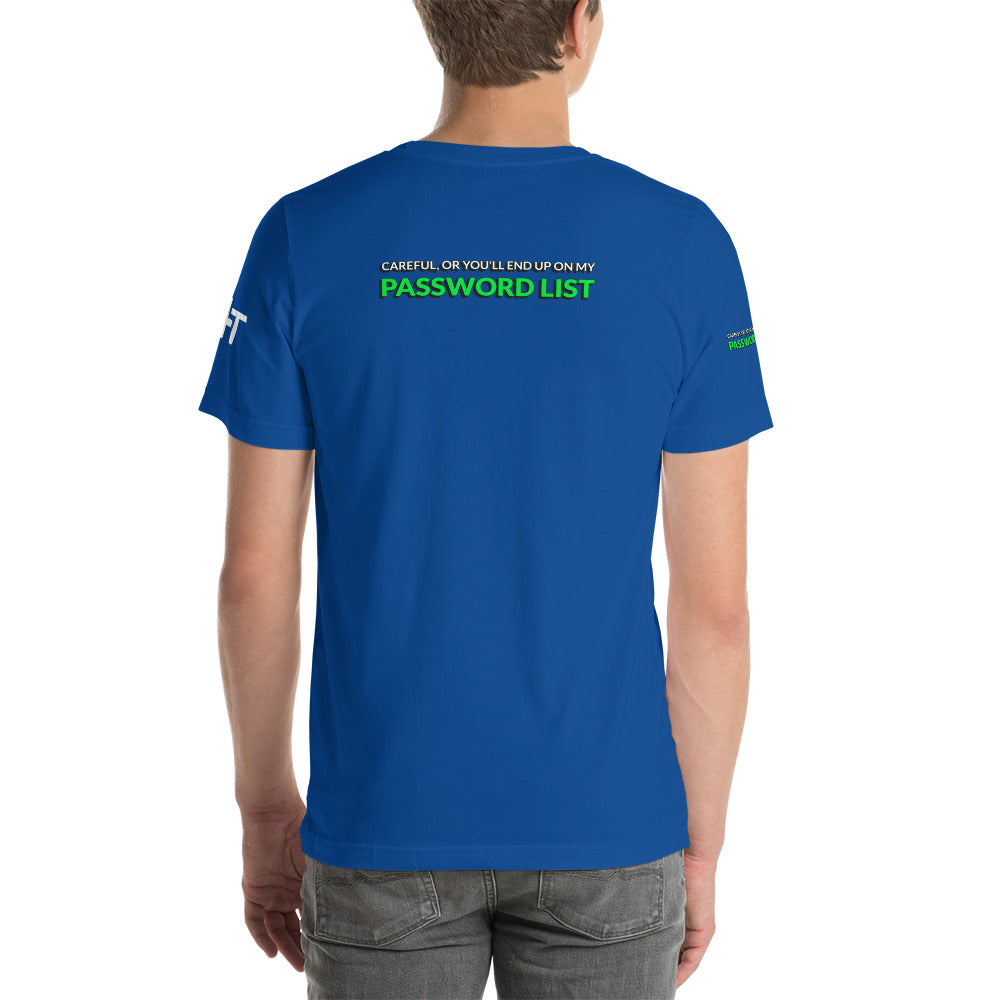 Password List - Short-Sleeve Unisex T-Shirt (all sides print) by DarkByteGear