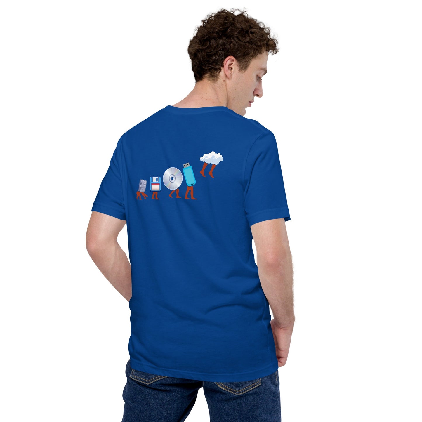 Evolution of data storage - Unisex t-shirt (back print) by DarkByteGear