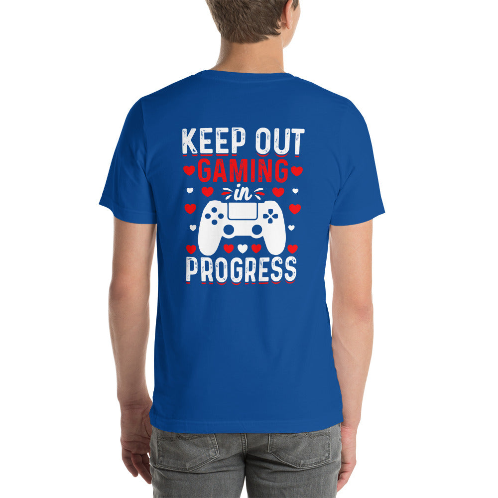 Keep out Gaming in Progress Unisex t-shirt ( Back Print ) by DarkByteGear