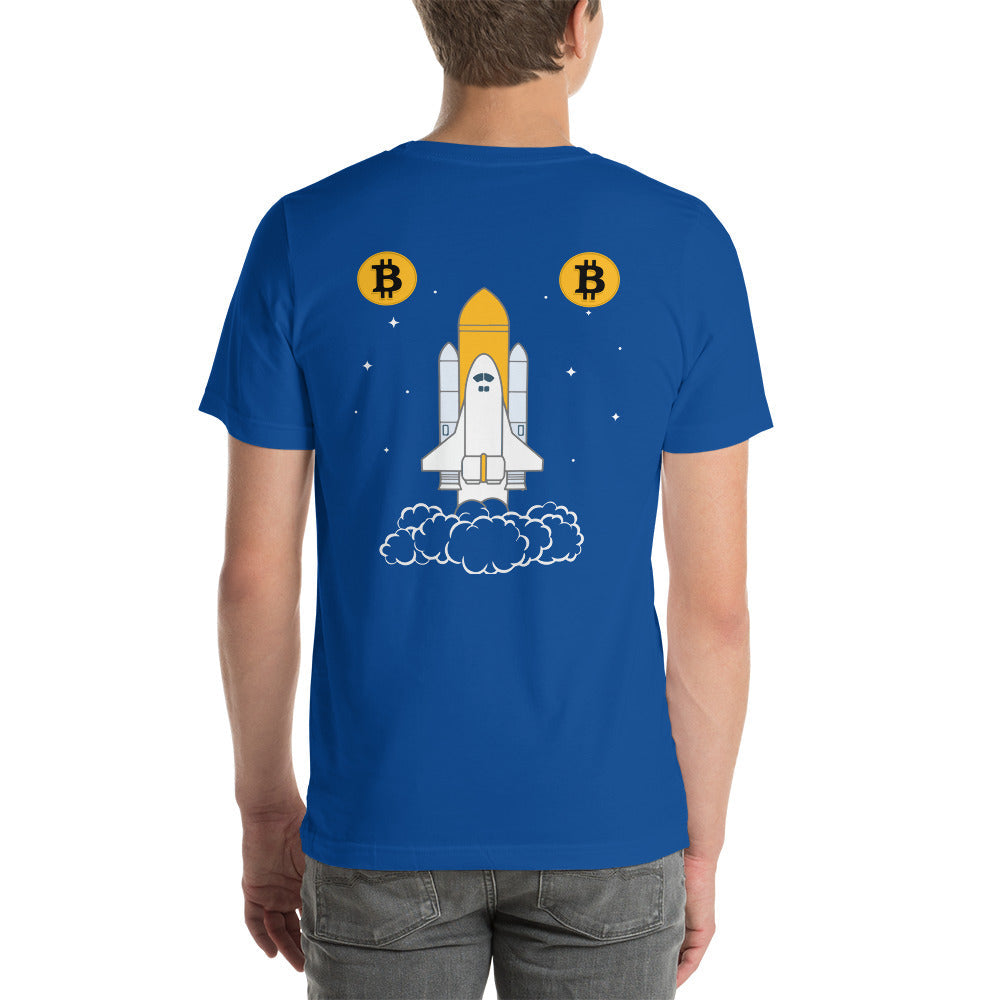 Bitcoin Spaceship Unisex t-shirt ( Back Print ) by DarkByteGear