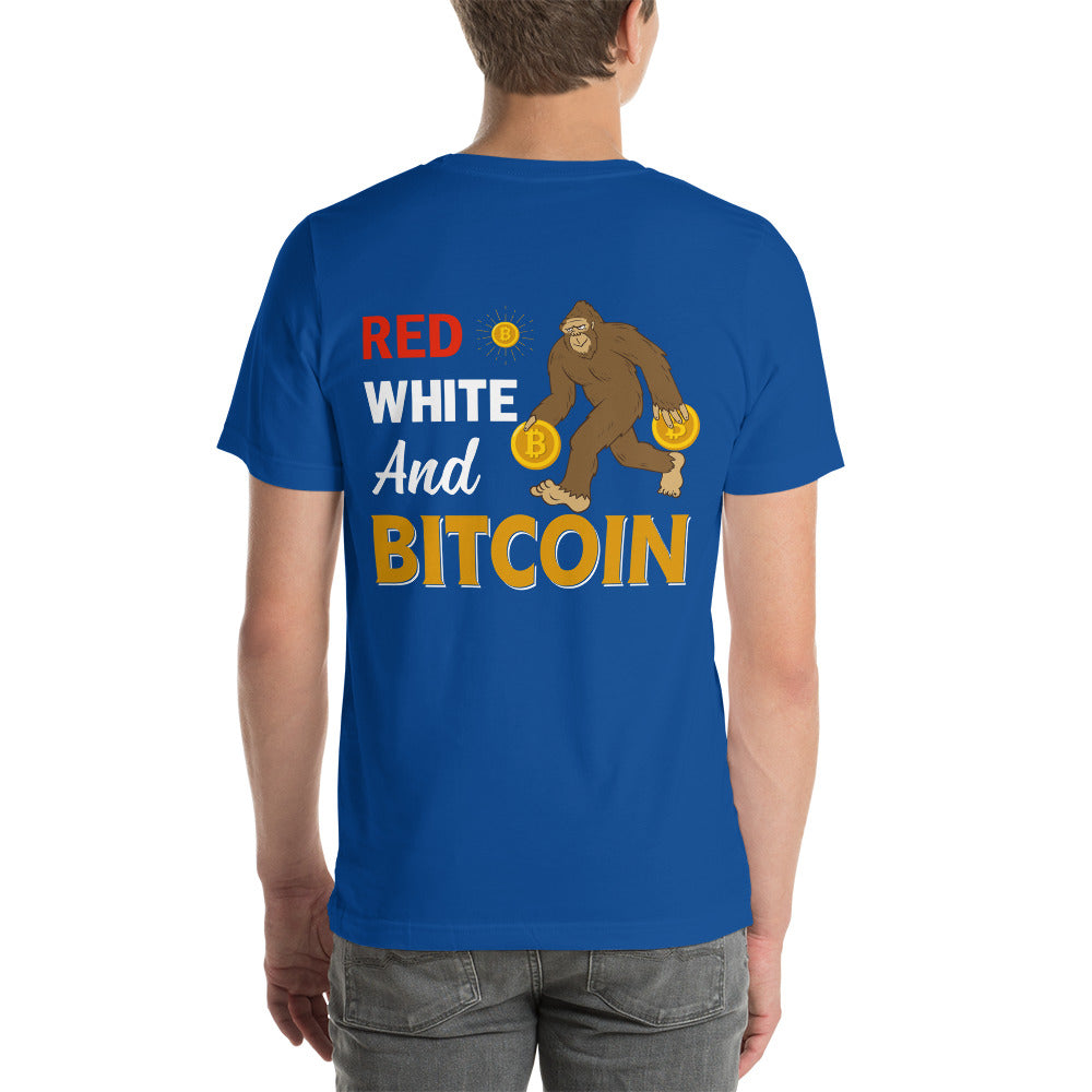 Red, White and Bitcoin - Unisex t-shirt ( Back Print ) by DarkByteGear