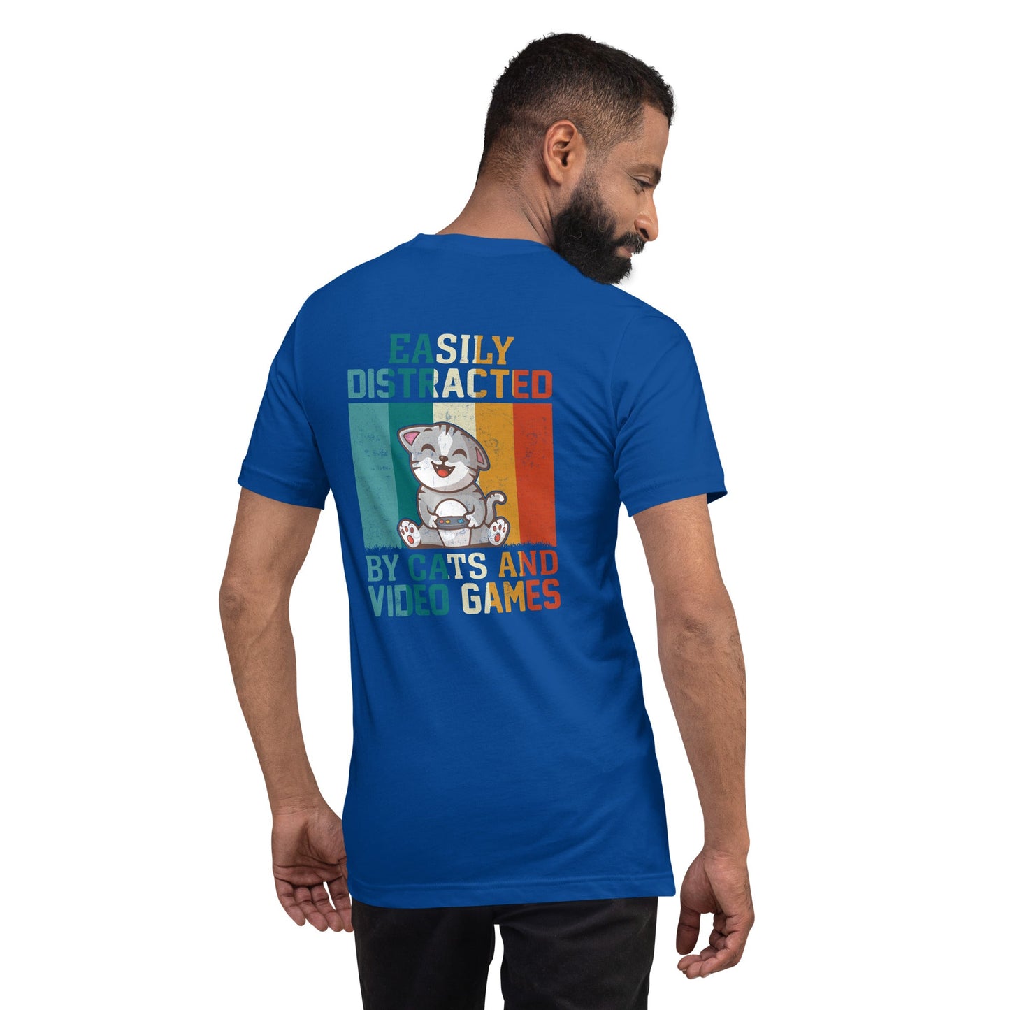 Easily Distracted by Cats and Video Games Unisex t-shirt by DarkByteGear