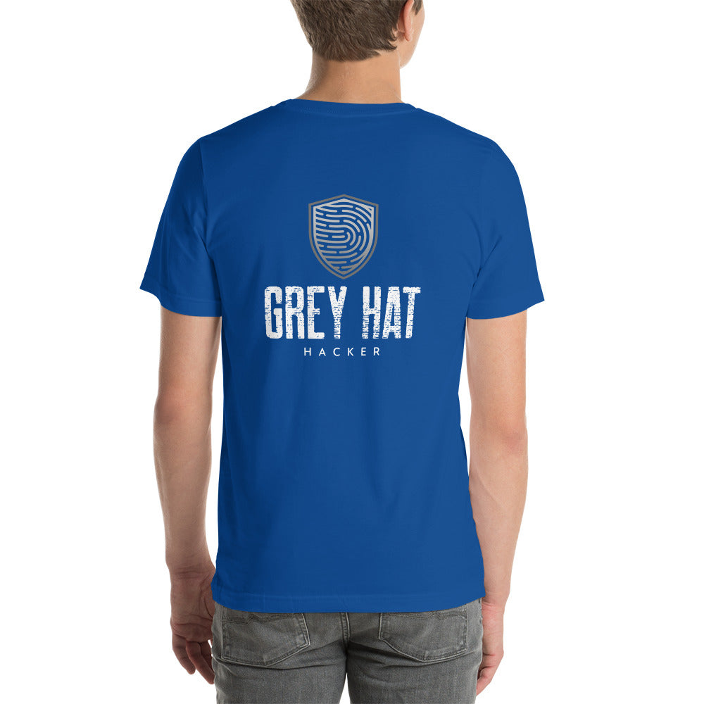 Grey Hat Hacker V4 - Unisex t-shirt ( Back Print ) by DarkByteGear