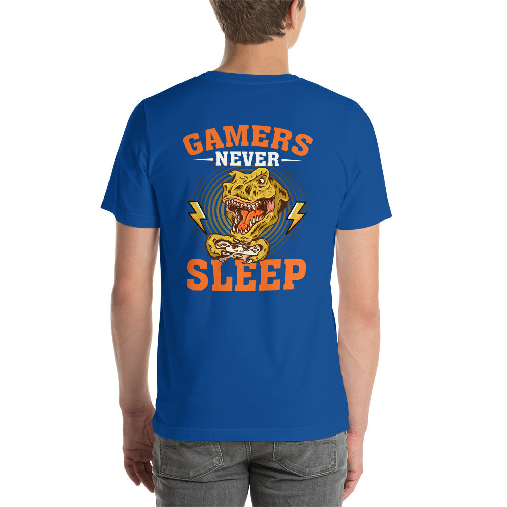 Gamers never sleep V2 - Unisex t-shirt ( Back Print ) by DarkByteGear
