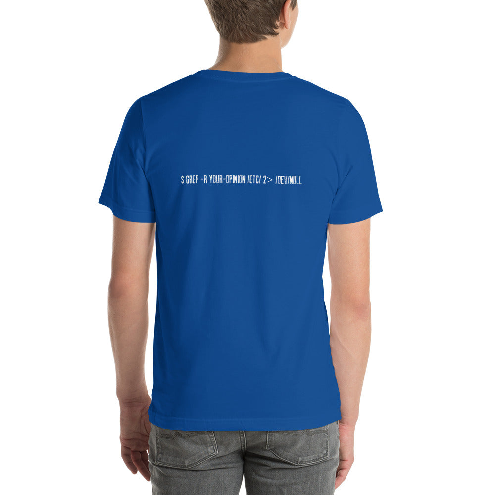 Grep r your Opinion etc 2 devnull - Unisex t-shirt by DarkByteGear