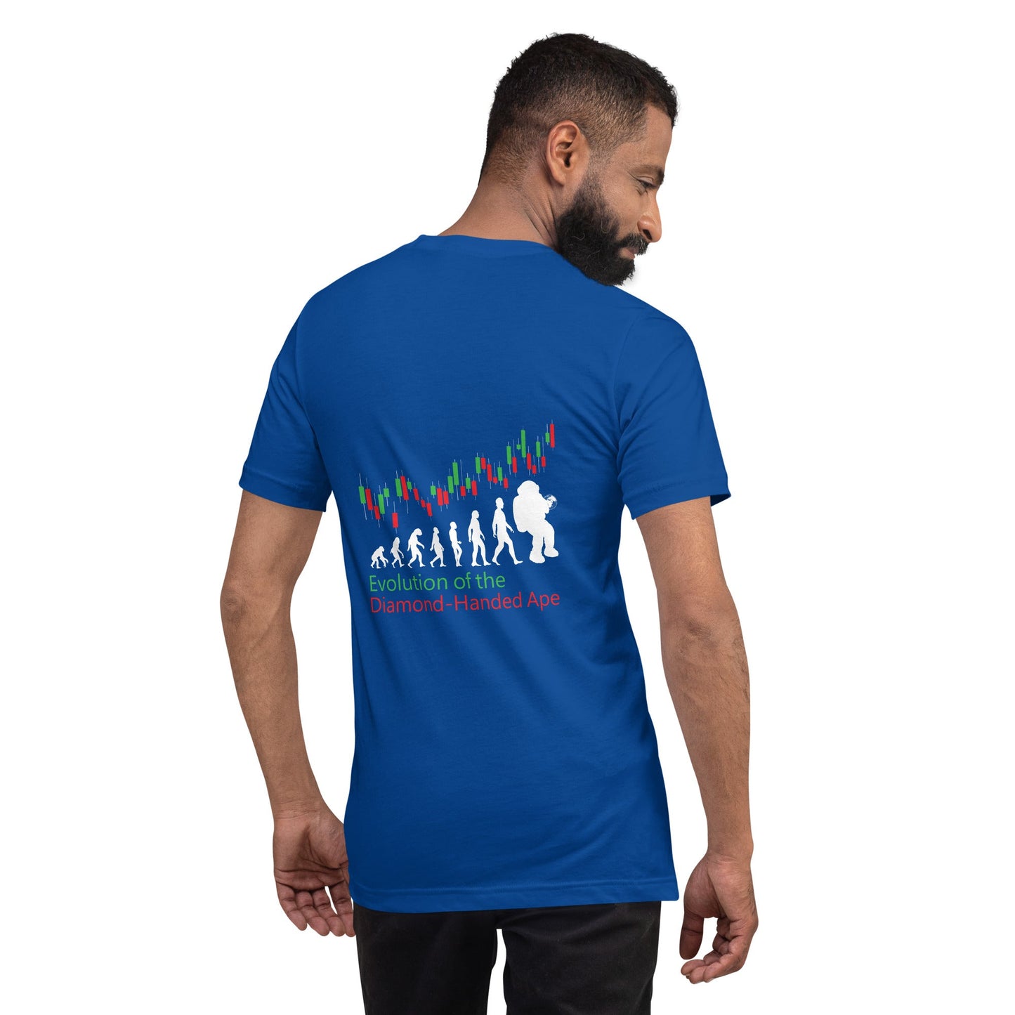 Evolution of the Diamond-handed Ape - Unisex t-shirt ( Back Print ) by DarkByteGear