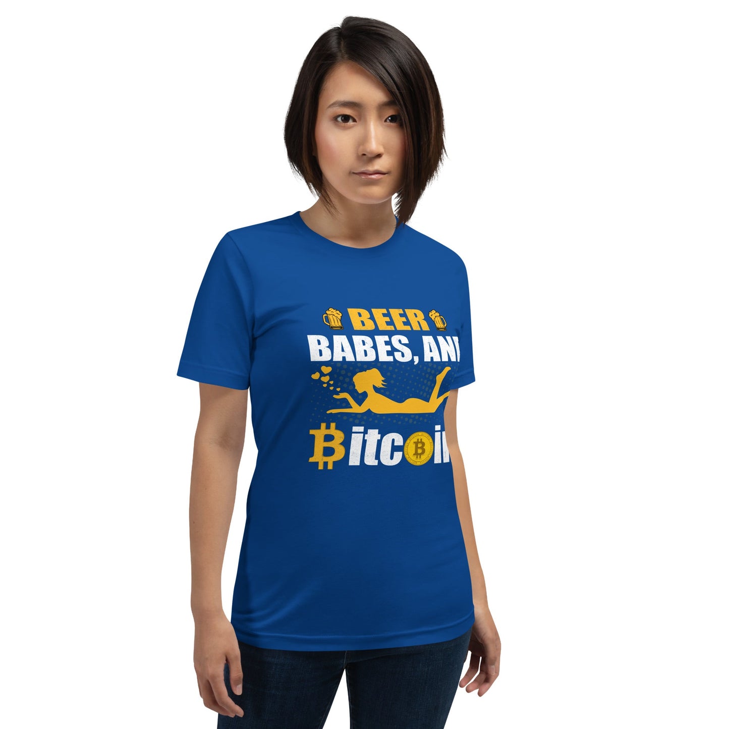 Beer Babe and Bitcoin Unisex t-shirt by DarkByteGear