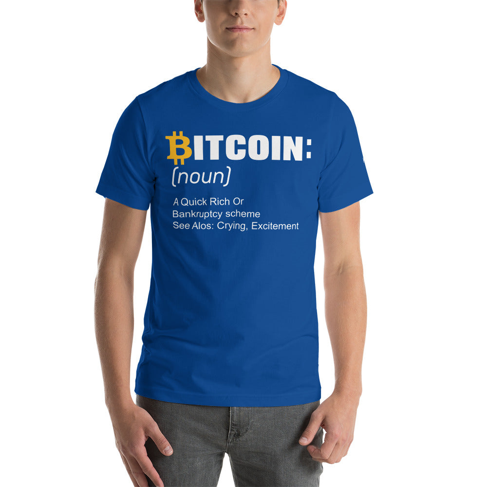 Bitcoin definition ( Yellow Cap B ) - Unisex t-shirt by DarkByteGear
