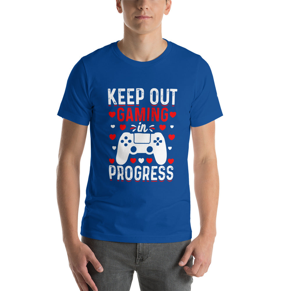 Keep out Gaming in Progress Unisex t-shirt by DarkByteGear