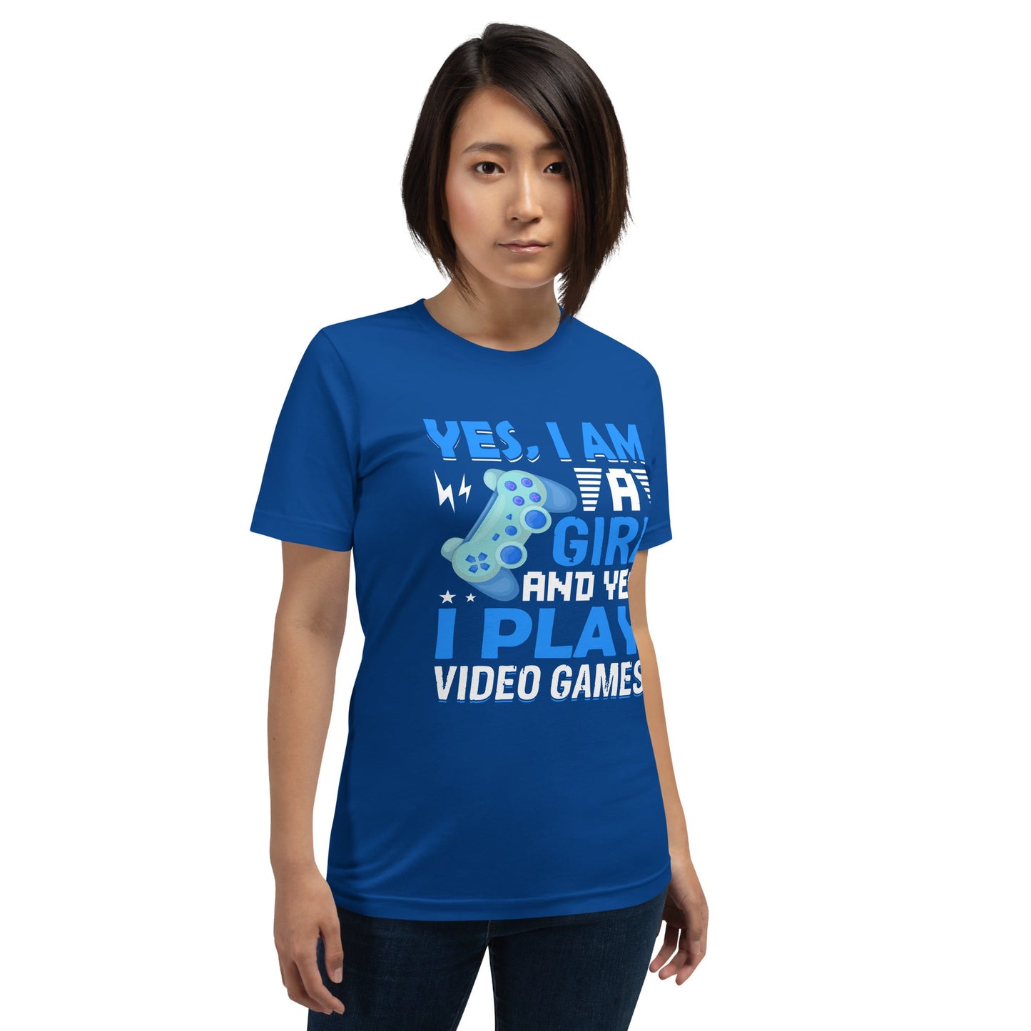 Yes, I am a Girl. Yes! I play Videogame Unisex t-shirt by DarkByteGear