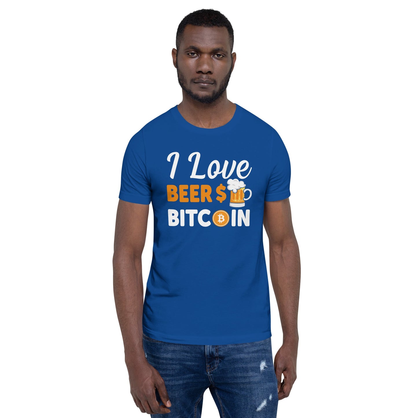 I Love Beer and Bitcoin Unisex t-shirt ( Back Print ) by DarkByteGear